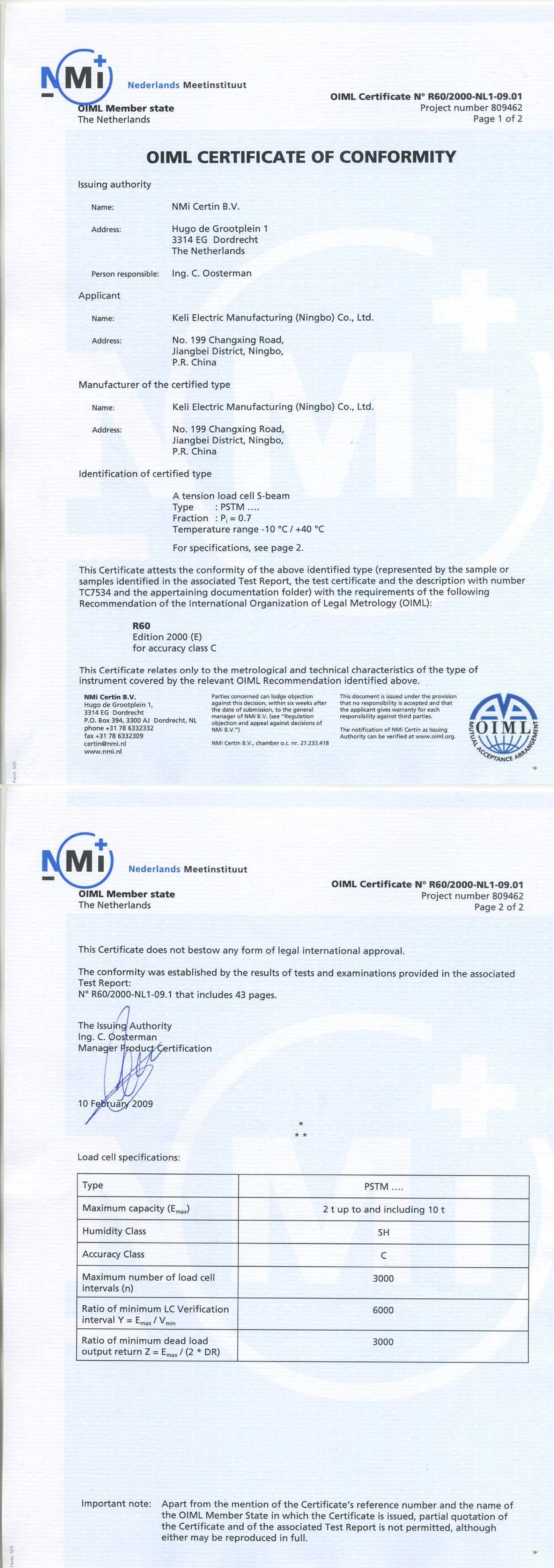 OIML-PSTM